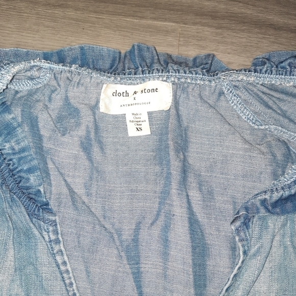 Anthropologie Cloth & Stone Ruffle Raglan Button Down Blouse - Picture 8 of 9